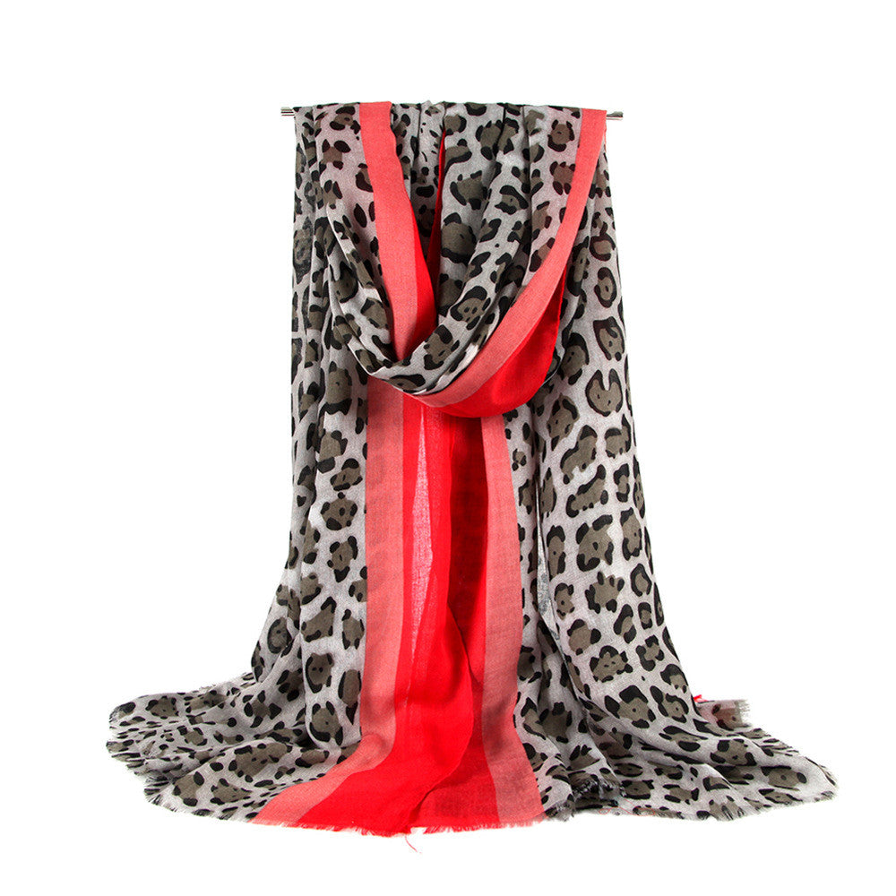 Classic Scarf Multicolor Cotton Linen Stripe Leopard Print Scarf