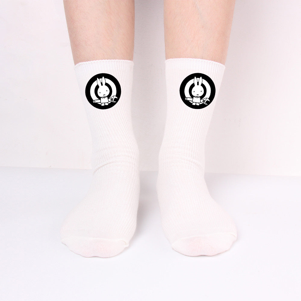 Bad Rabbit Socks Black And White Long Cotton Socks Knitted Socks For Men And Women