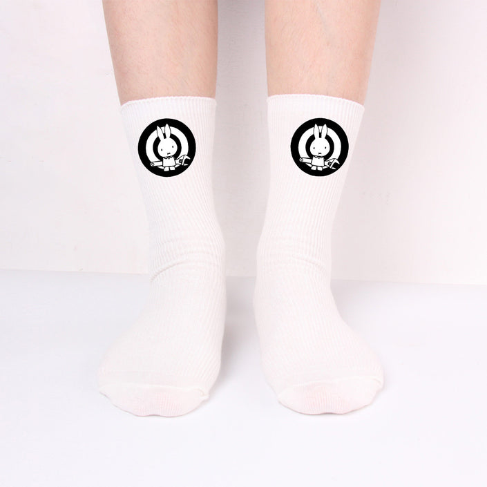 Bad Rabbit Socks Black And White Long Cotton Socks Knitted Socks For Men And Women