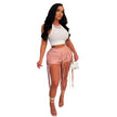 Women's Leather Rope Woven Low Waisted Shorts