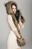 fur hat winter female animal hat imitation rabbit fur grass cartoon cap with scarf