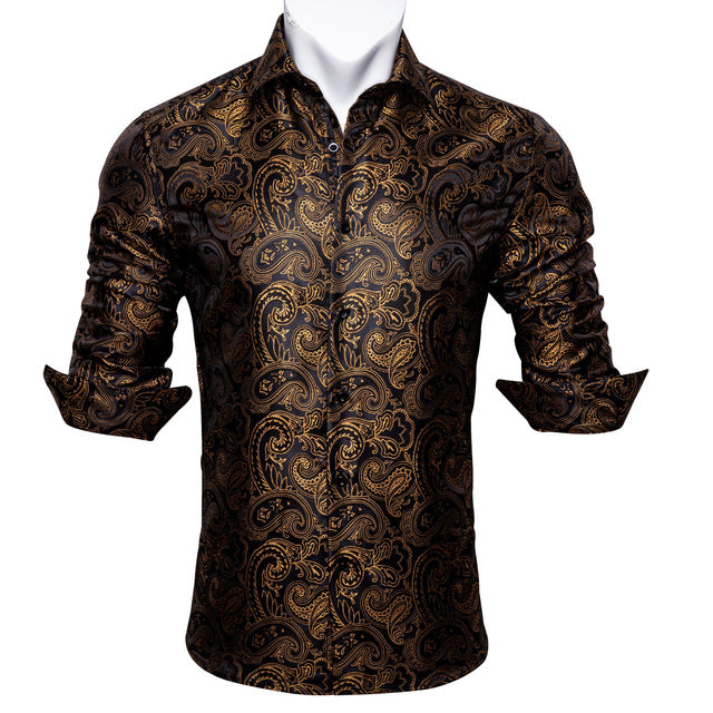 Long Sleeve Casual Flower Shirts For Men Designer Fit Dress Shirt BCY-05