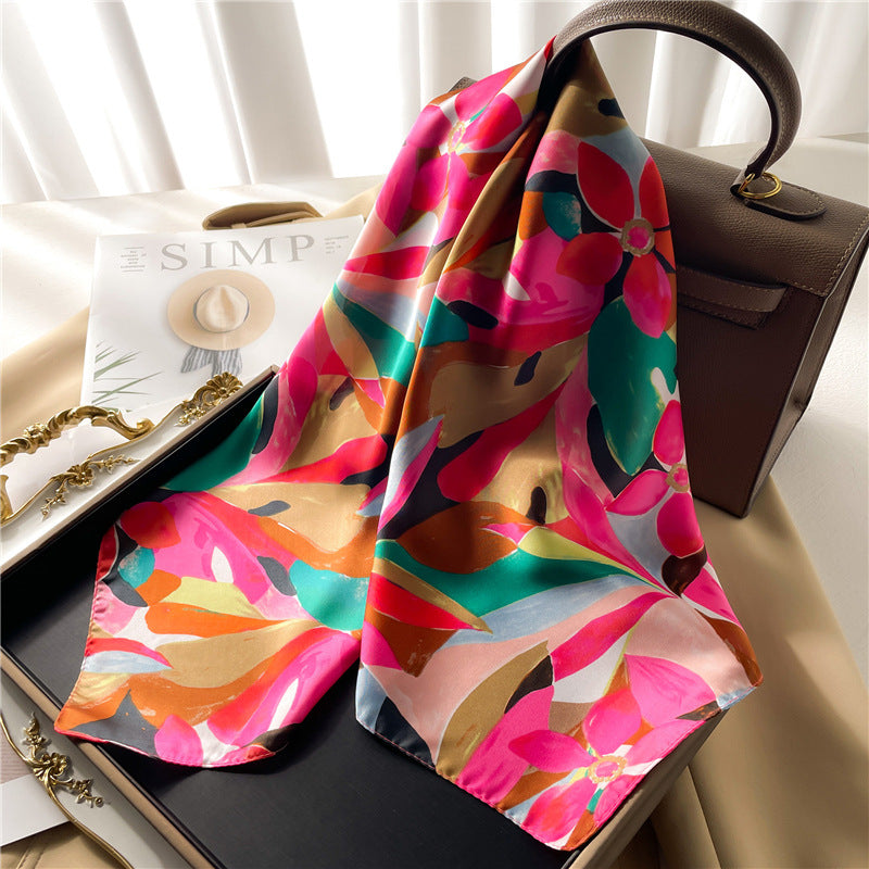 Women's Fashion Graffiti Printing Silk Scarf