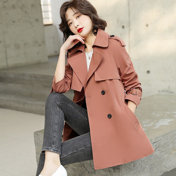 Mid-length Tooling British Style Temperament Was Thin Spring Coat Women