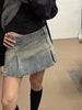 Washed Distressed A- Line Denim Skirt