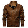 Men PU Leather Jacket Thick Motorcycle Leather Jacket Fashion Vintage Fit Coat