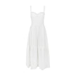 Women's Clothing Cotton Linen Jacquard Mid-length White Dress Women's