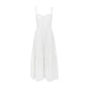 Women's Clothing Cotton Linen Jacquard Mid-length White Dress Women's