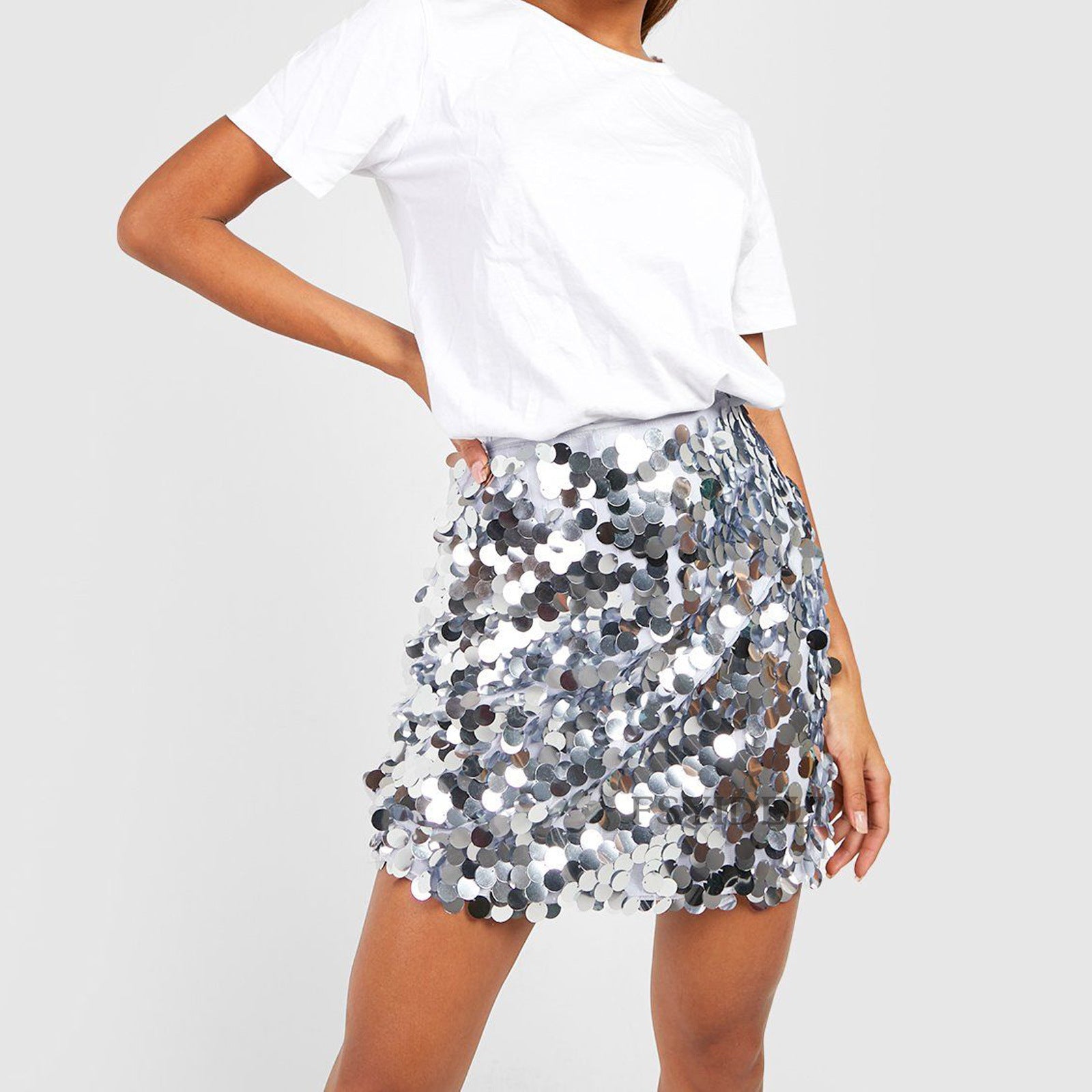 Women's Slim-fit Sequined Sheath Skirt