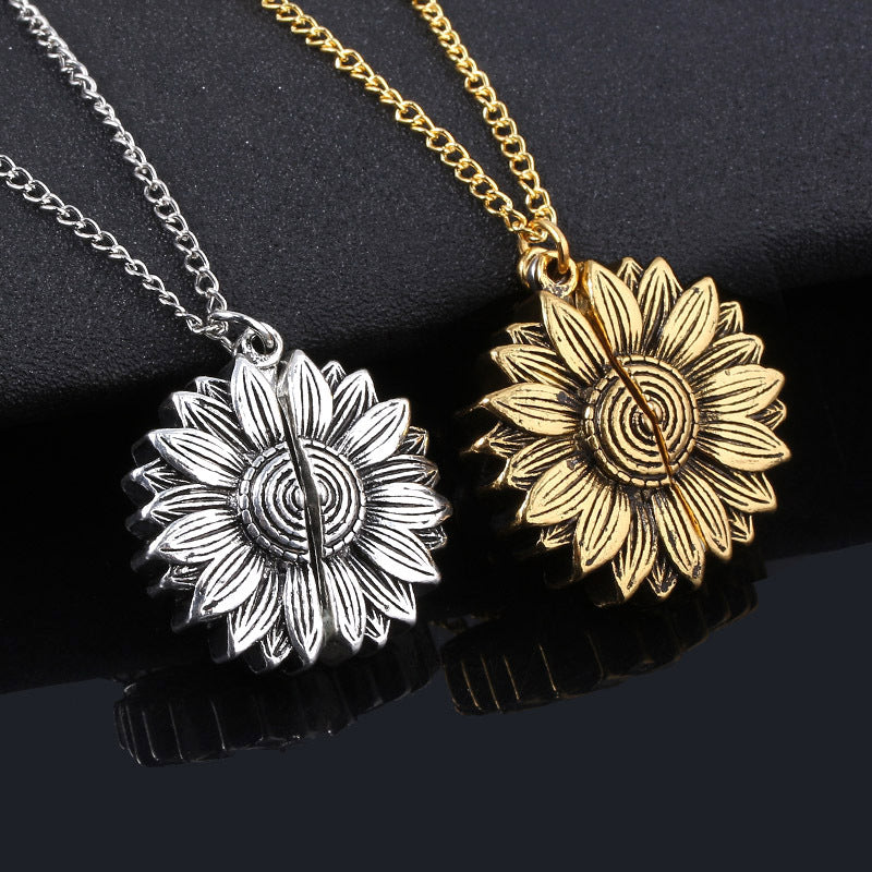 Sunshine Sunflower Necklace Women Men