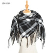 Yarn Stripe Grid Polyester Long Fringed Bristles Square Scarf Women Men's Bib Shawl