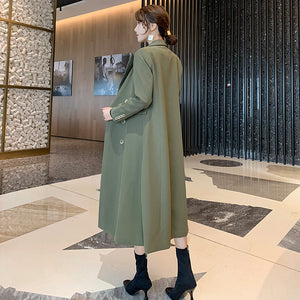 Women's Suit Collar Trench Coat Dress Women