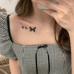 Blue Butterfly Collar Tattoo Sticker