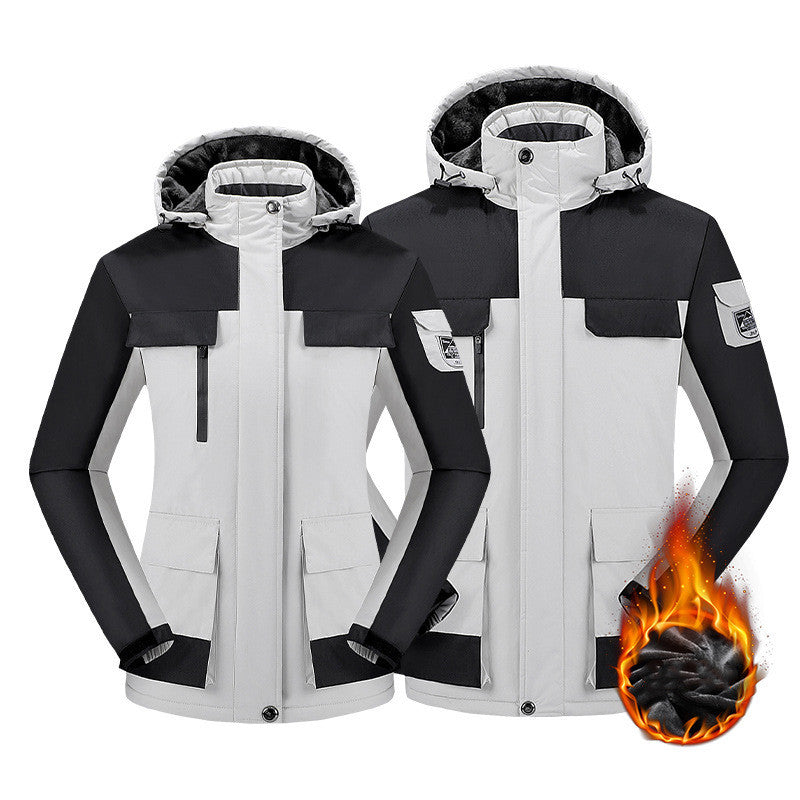 Outdoor Men's Plus Fleece Warm Cotton Jacket