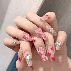 Long Handmade Finger Nail Tip Detachable Wear Nail Tip Ballet Nail Fake Nail Patch Finished Product