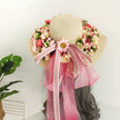 Ladies Handmade Flower Big Brim Straw Hat