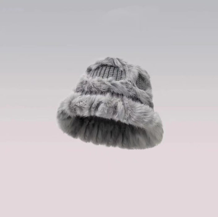 Rabbit Fur Hat Women's Autumn And Winter All-matching Thickened Plush Knitted