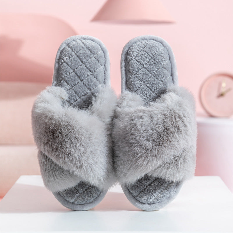 Women Winter Casual Flip Flops Fluffy Shoes Slides Soft Plush Home Indoor Slippers