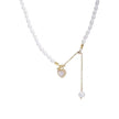 French Gentle Natural Pearl Heart Shell Necklace For Women