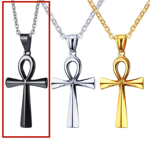 436 Titanium Steel Cross Pendant Gold Necklace