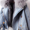 Detachable Fox Fur Rabbit Fur Liner Denim Coat