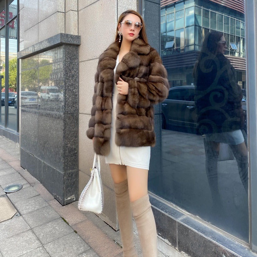 Women's Fur Coat Overcoat Zibeline Starry Coat