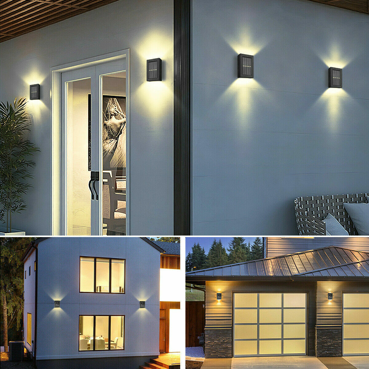 2-Pack LED Solar Street Light Sensor Outdoor Garden Yard Fence Wall Lamp Pathway