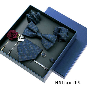 8-piece Gift Box Men's Formal Wear Business Bow Tie Square Scarf Tie Clip