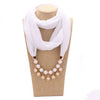 Pearl Chiffon Necklace Scarf Bib Sunscreen Women