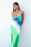 Ladies Stylish Tie-Dye Silk Satin Slip Dress