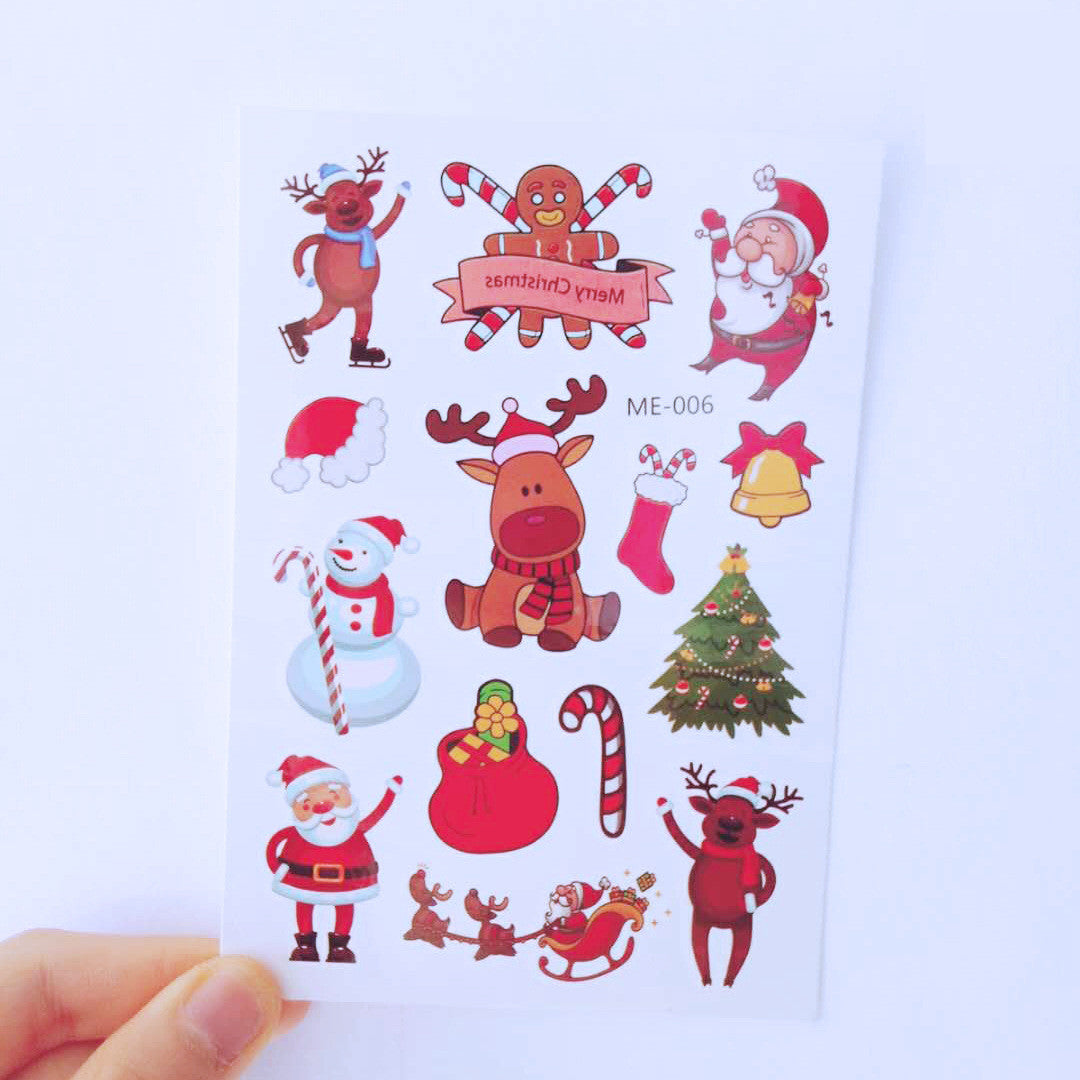 Children Cartoon New Year Christmas Tattoo Sticker