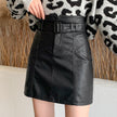 Women's Fashion Personality Black Leather Skirt