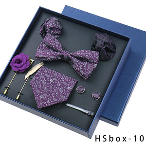 8-piece Gift Box Men's Formal Wear Business Bow Tie Square Scarf Tie Clip