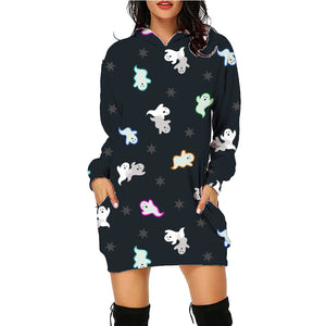 Print Long Hoodie With Pockets Sweater Long Sleeve Clothes Women