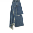 Spring Retro High Waist Women Irregular Denim Skirts