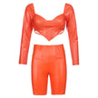 Top PU Leather Shorts Set For Women