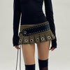 Women's Fashion All-match Metal Buckle Splicing Skirt