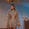 Women's Clothing Sexy Mesh Sequins Round Neck Party Dress Hip Skirt