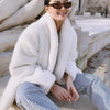 Women's Temperament White Faux Fur Coat