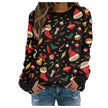 Alpscommerce Printed Round Neck Long Sleeve Fleece Sweater