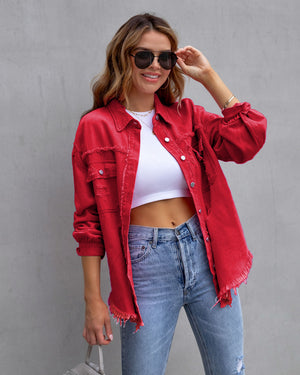 Fashion Ripped Shirt Jacket Female Casual Tops Womens Clothing