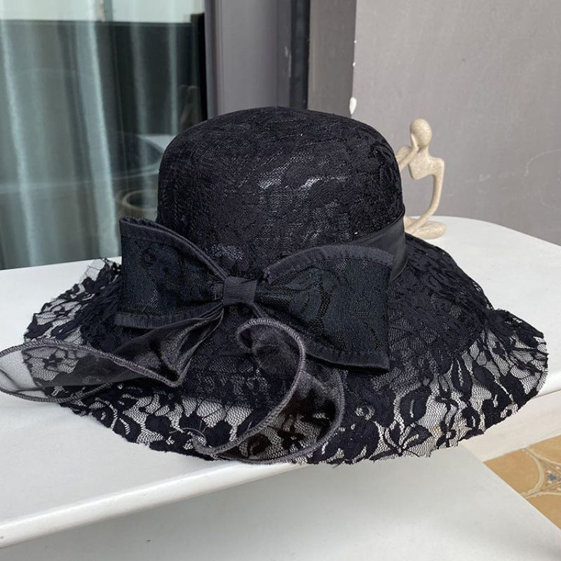 Elegant Lace Bow Fisherman Hat For Children