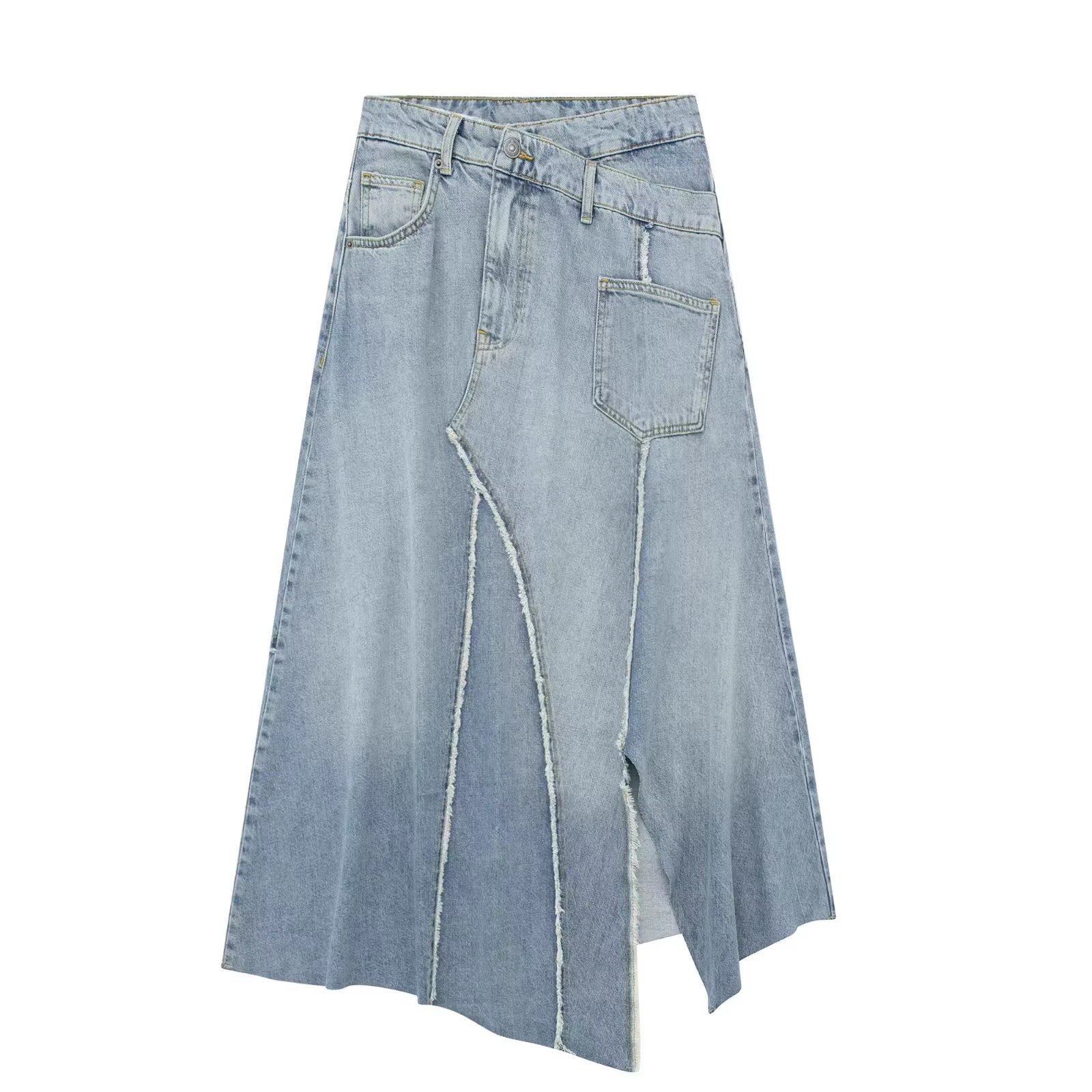 Fashionable Asymmetric High Waist Denim Skirt