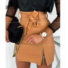 Women Bandage PU Leather Skirt Ladies Short Mini Skirts