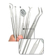 10 Piece Set Of Stainless Steel Tools For Dental Care And Cleaning