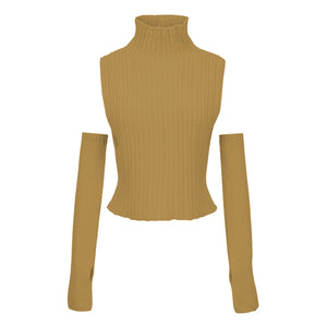 Turtleneck Vest Sleeve Sweater Women