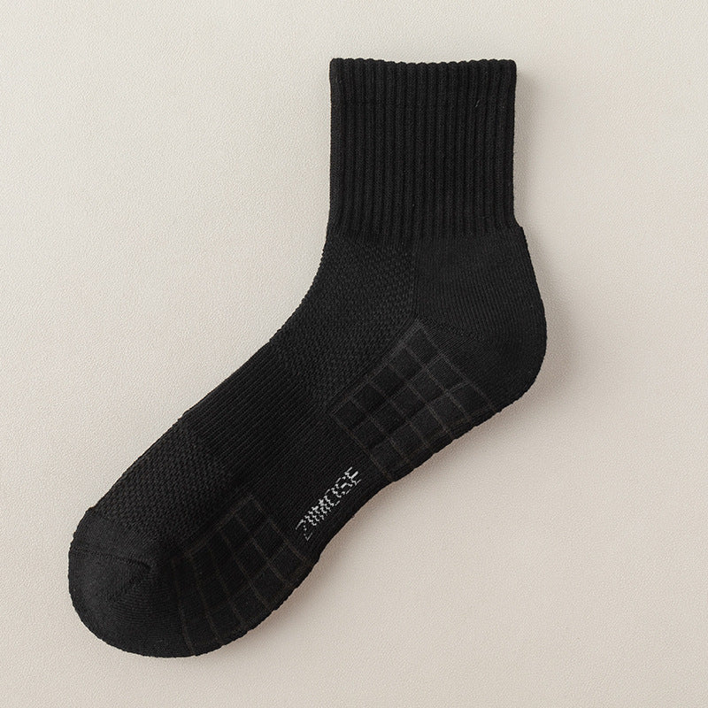 Absorbent Anti-odor Black And White High-top Basketball Socks For Men