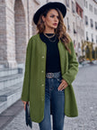 Thick Solid Color Round Neck Single-breasted Long Sleeve Coat