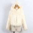 Ladies Hooded Washed Wool And Faux Fur Coat