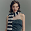 Long Wool Mink Black And White Striped Knitted Wool Scarf